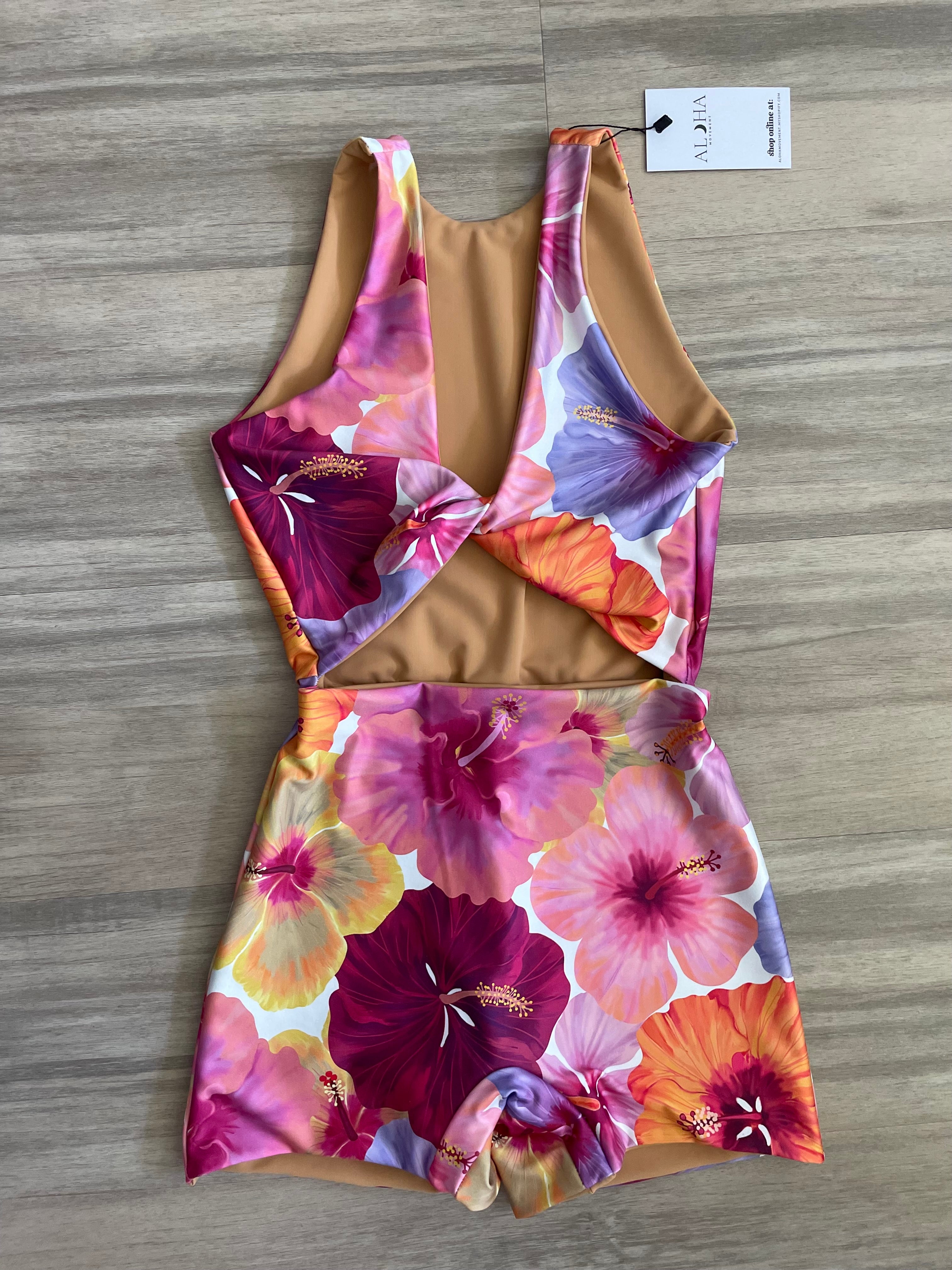 Hibiscus twist front playsuit