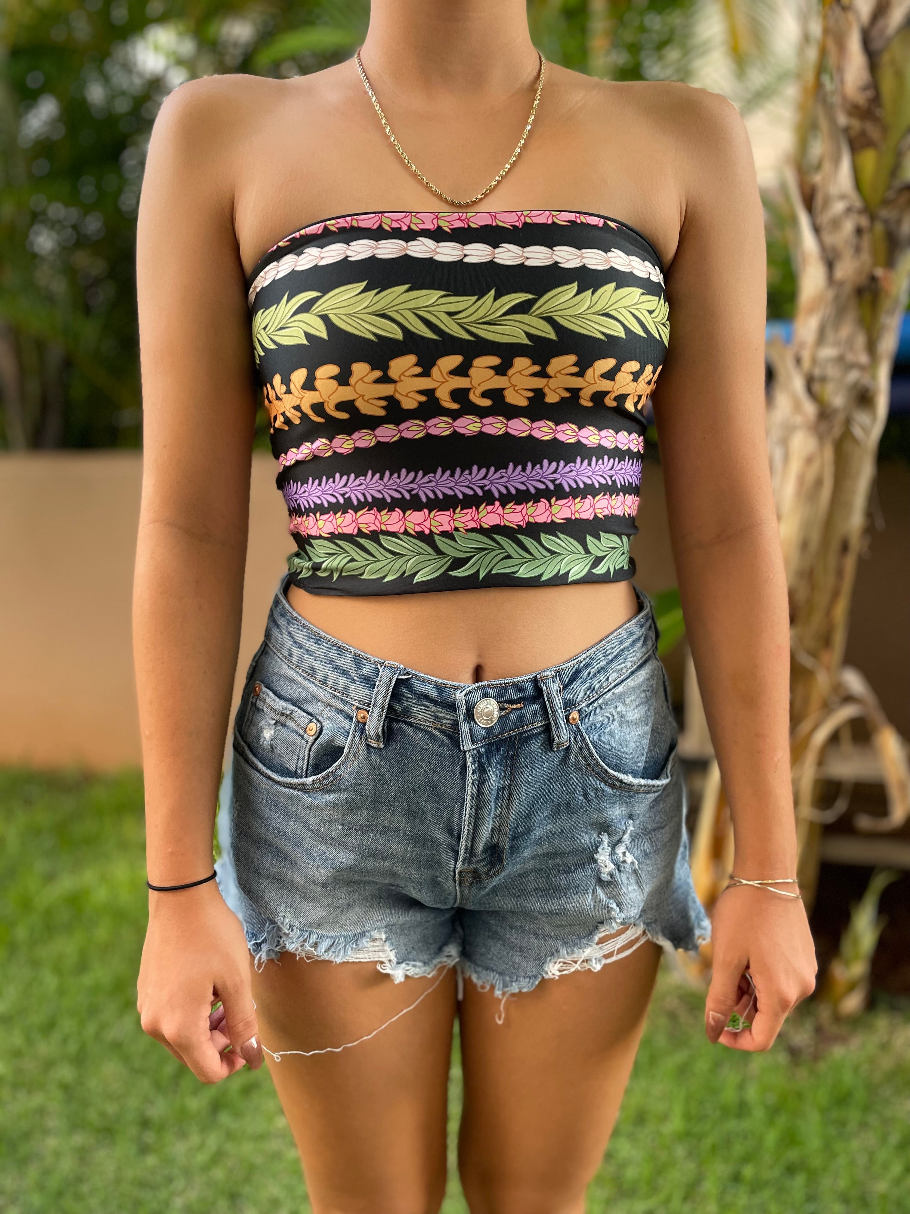Lei strand cropped tube top