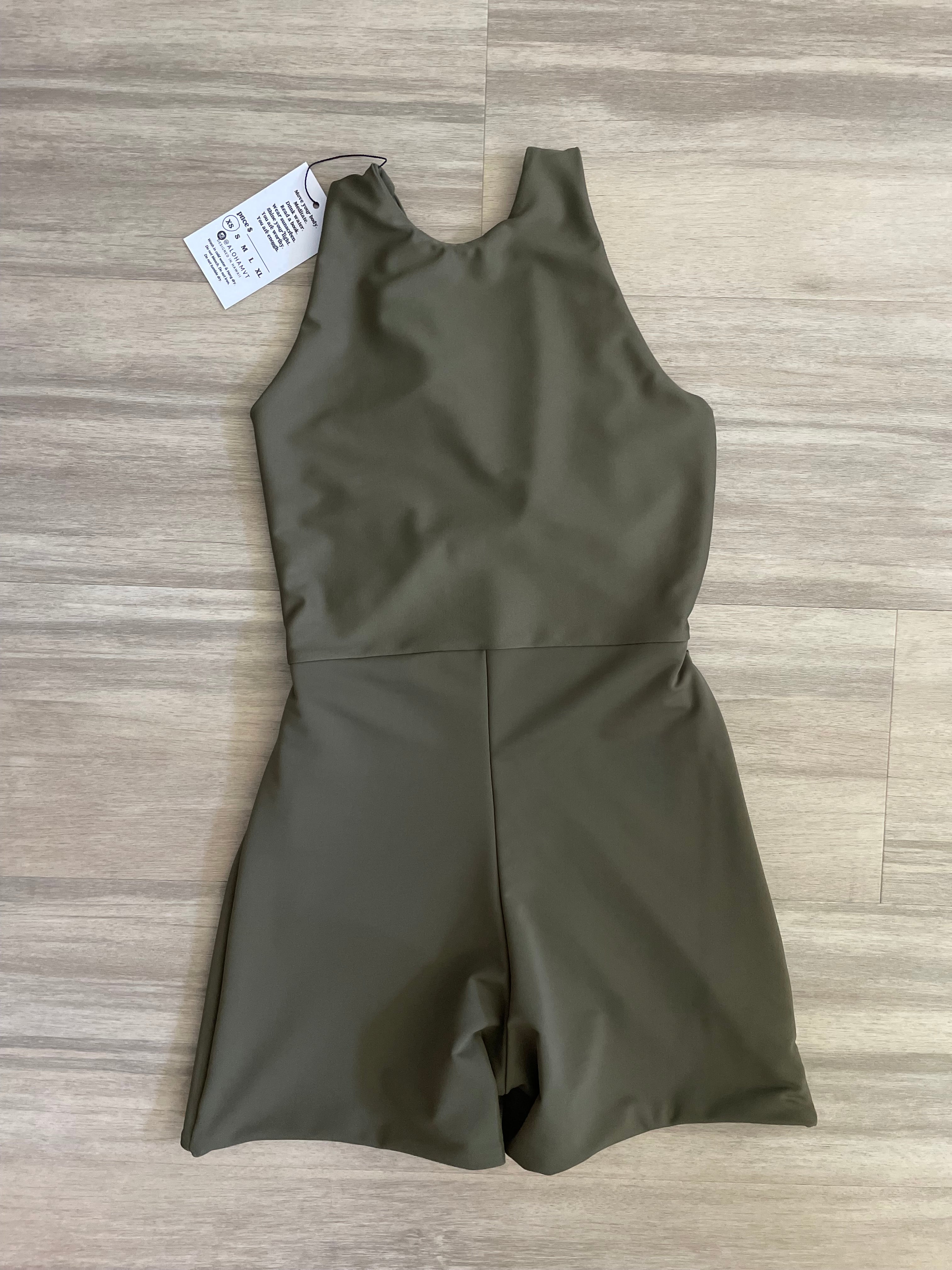 Dark green twist front playsuit