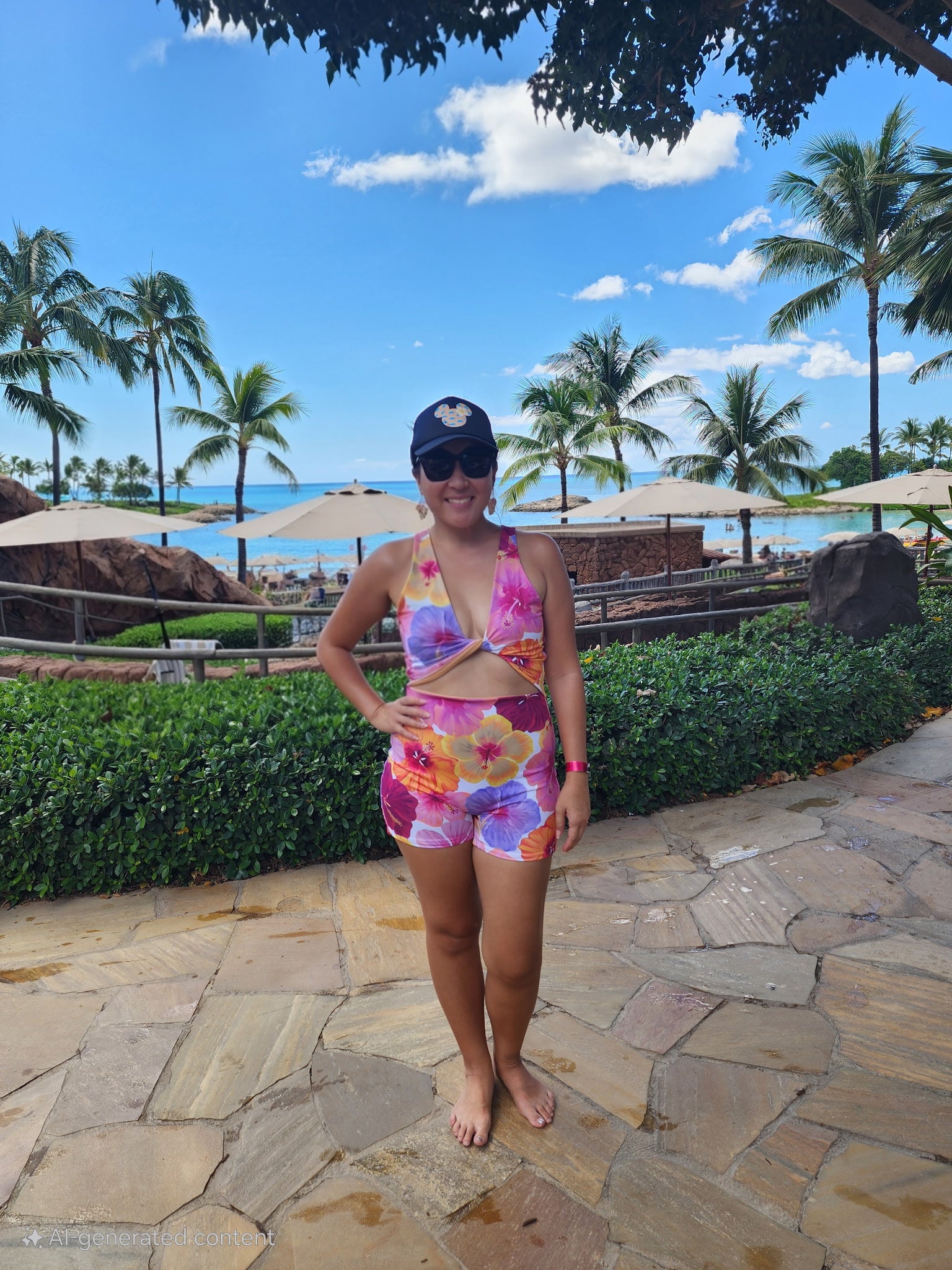 Hibiscus twist front playsuit