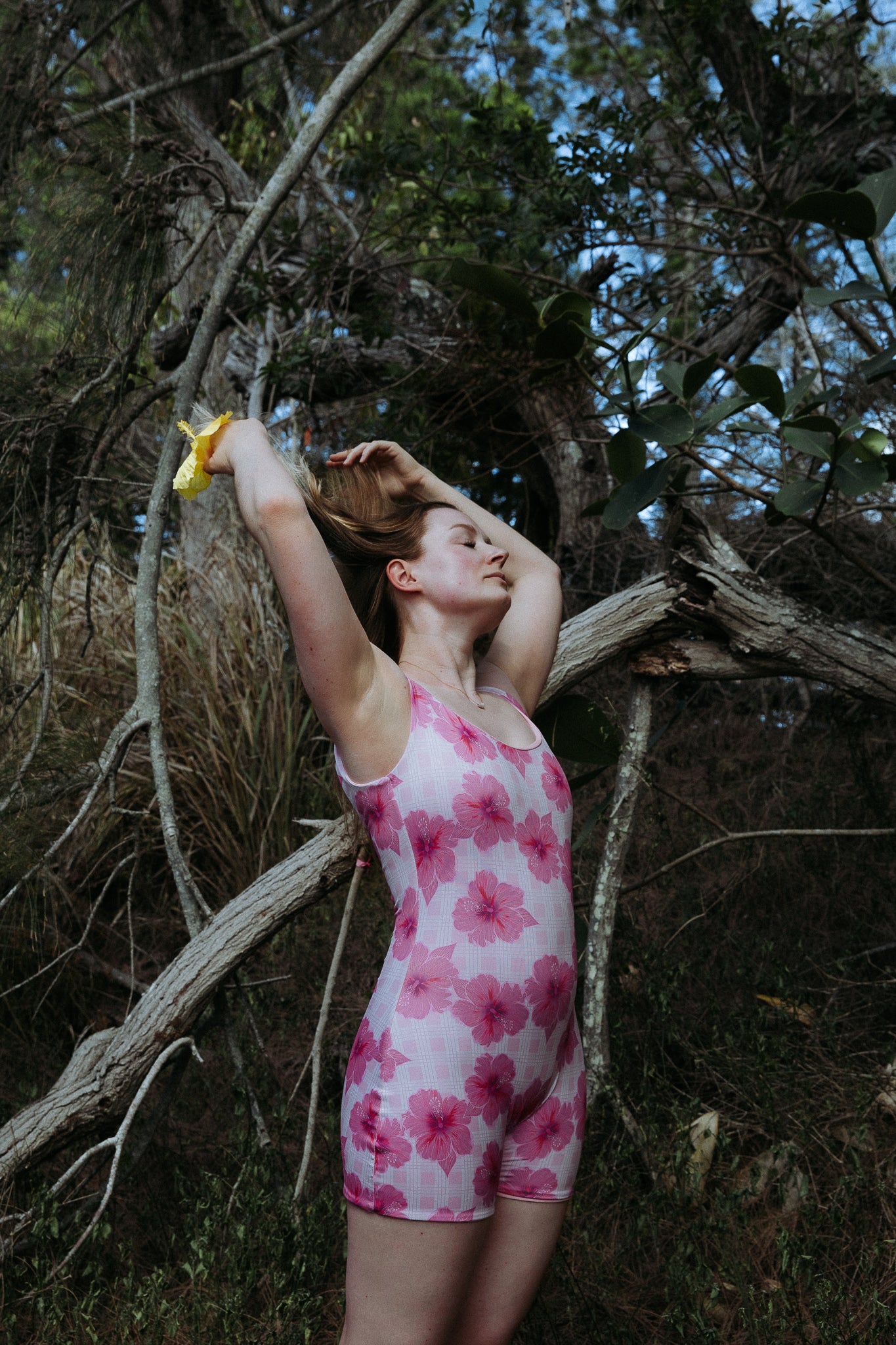 Reversible seamless palaka hibiscus playsuit