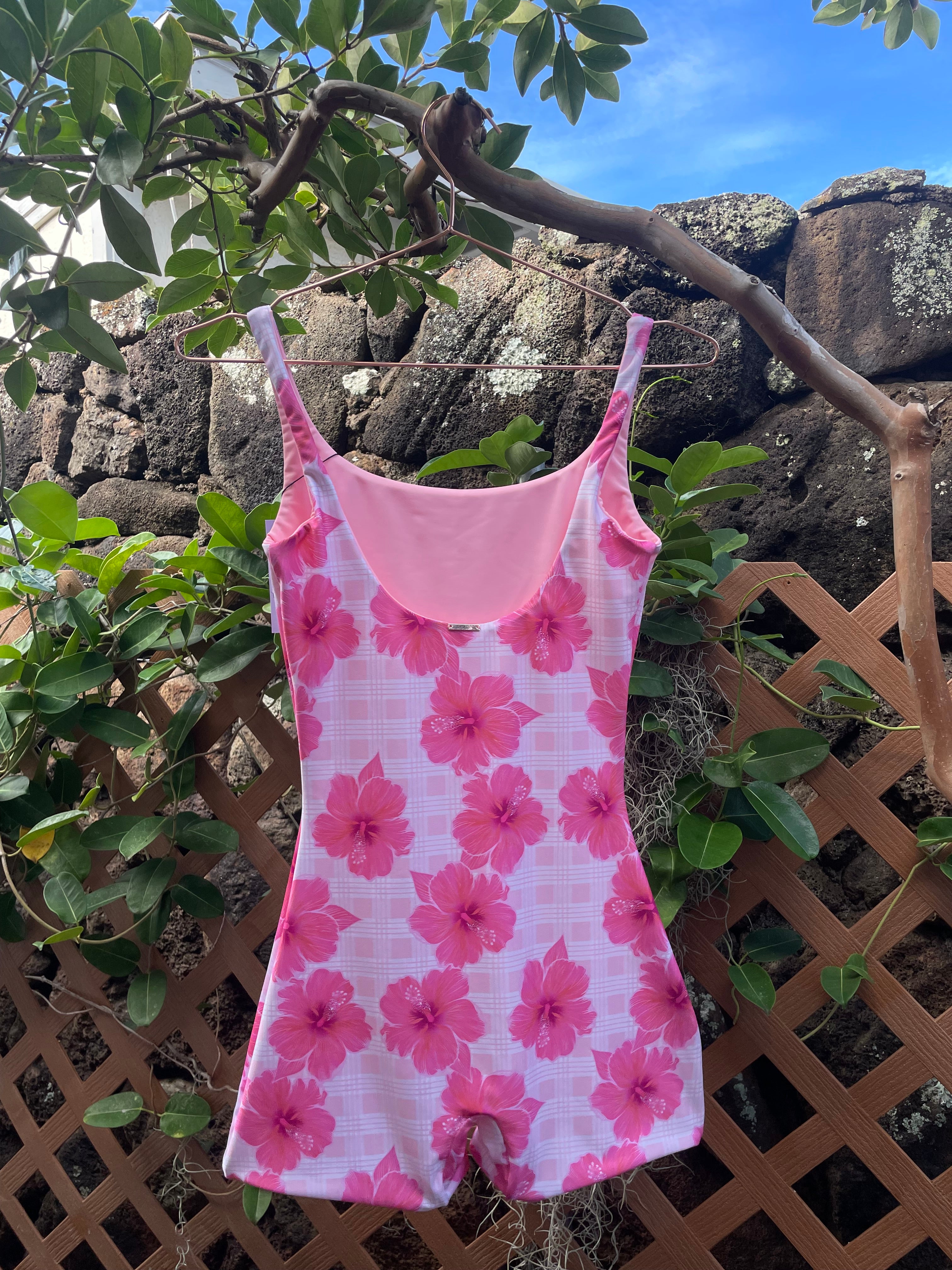 Reversible seamless palaka hibiscus playsuit
