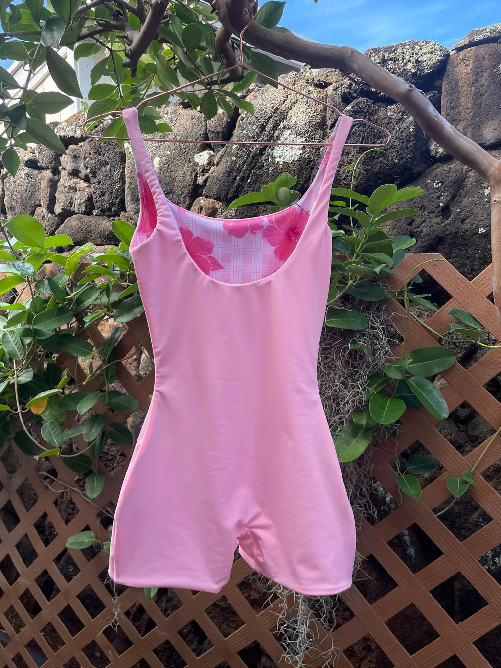 Reversible seamless palaka hibiscus playsuit
